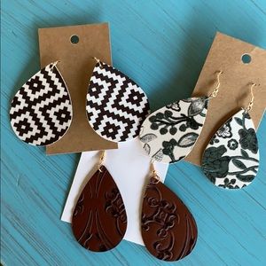 Faux leather earrings. All 3 for $15
